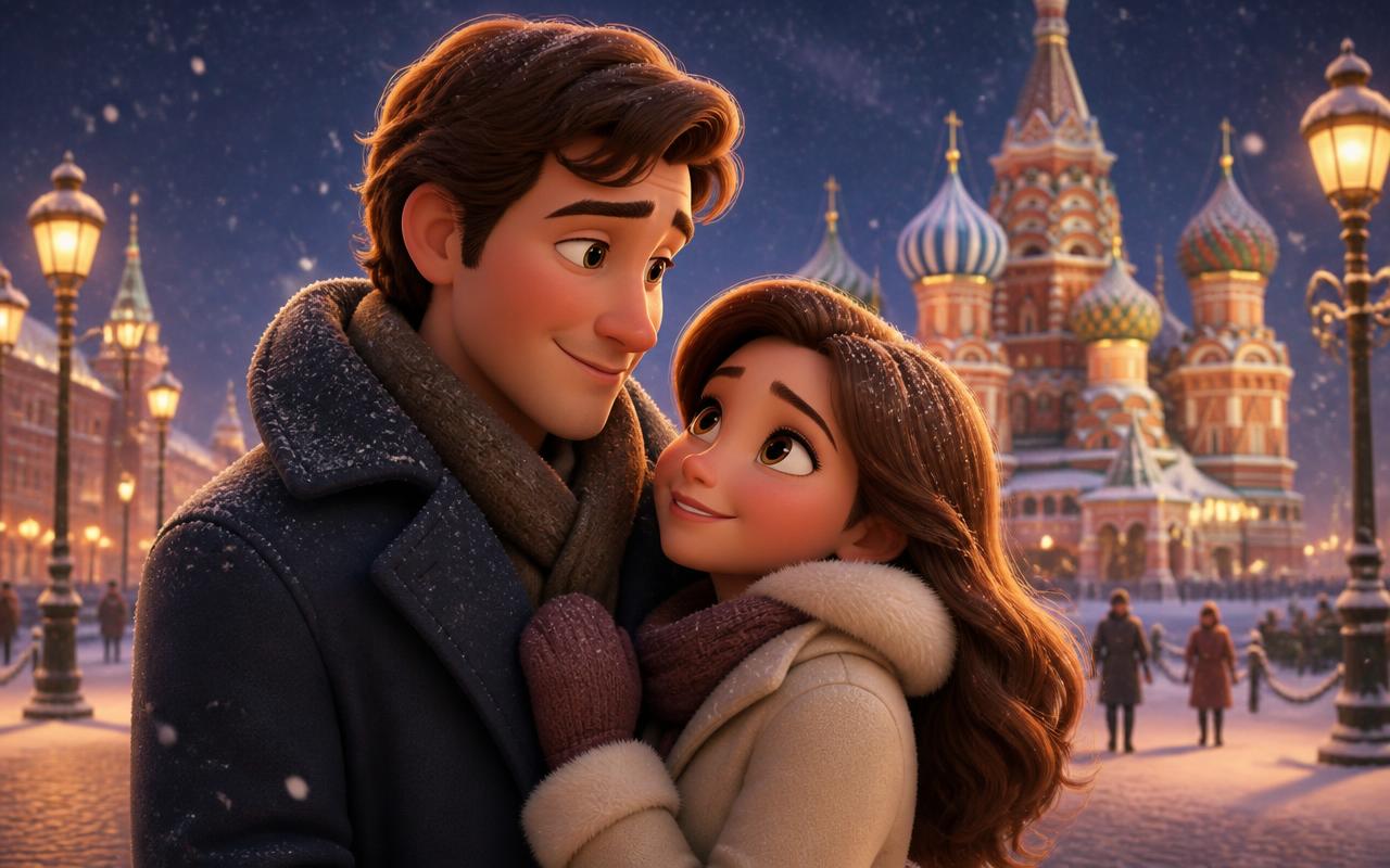 Animated couple in the snow
